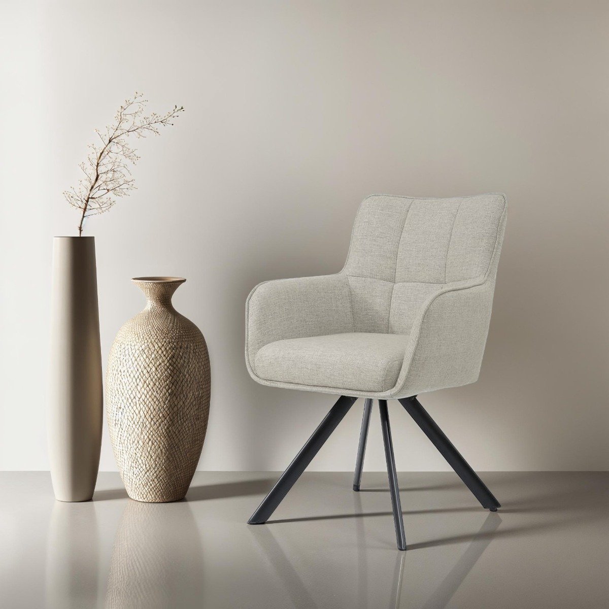 Livingfurn Eetkamerstoel Tori - Zand/Zwart - Set van 2