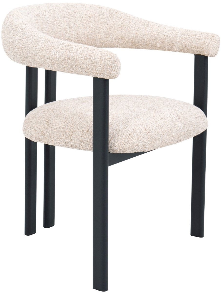DÉJA Living Eetkamerstoel Odense - Stof - Beige/Zwart - Set van 2