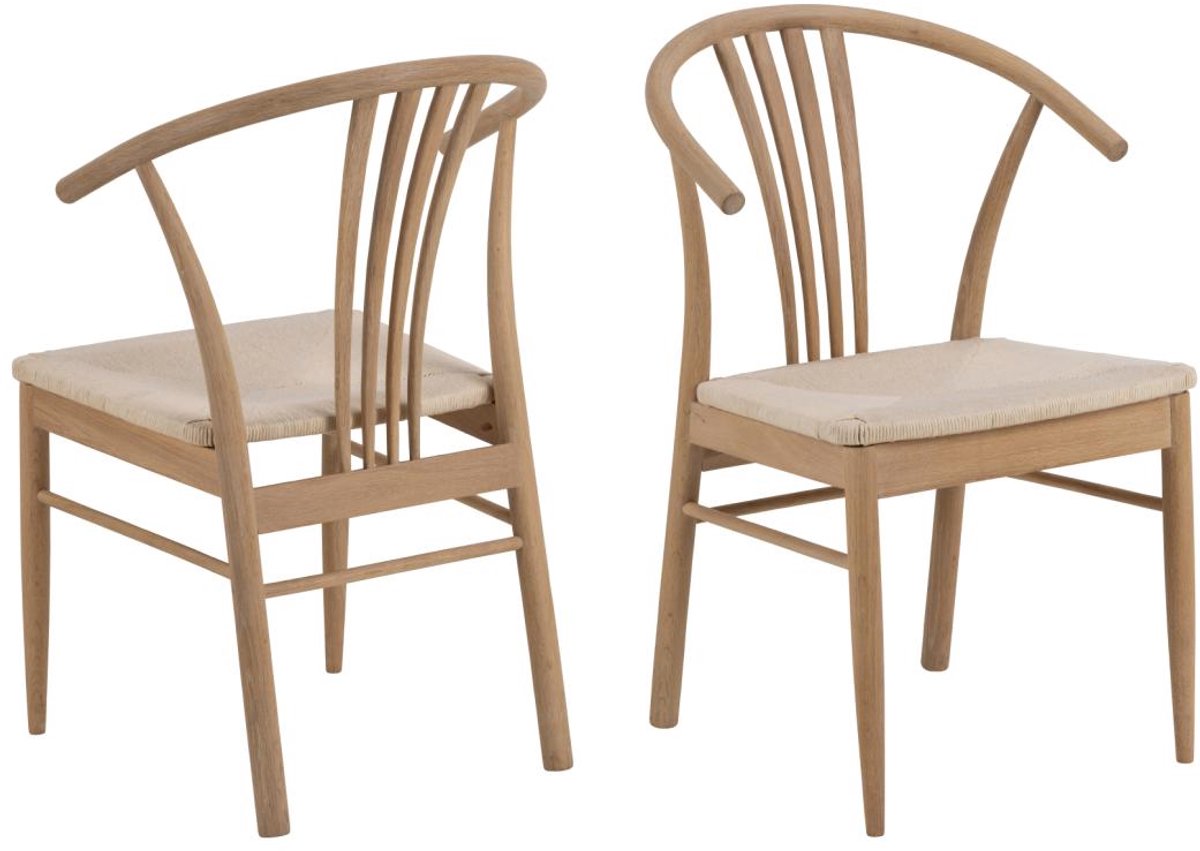 Giga Living Eetkamerstoel Irenka - Wit Hout - Zithoogte 46,5cm - Set van 2