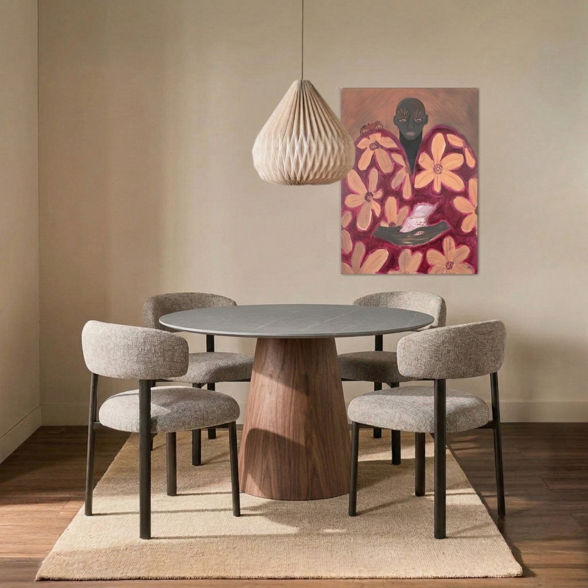 DÉJA Living Eettafel Kiruna - Rond Walnoot/Keramiek - 120x120x75cm