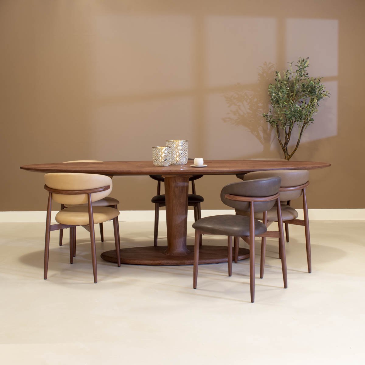 DÉJA Living Eettafel Xàtiva - Ovaal Donkerbruin Mangohout - 200x100x76cm