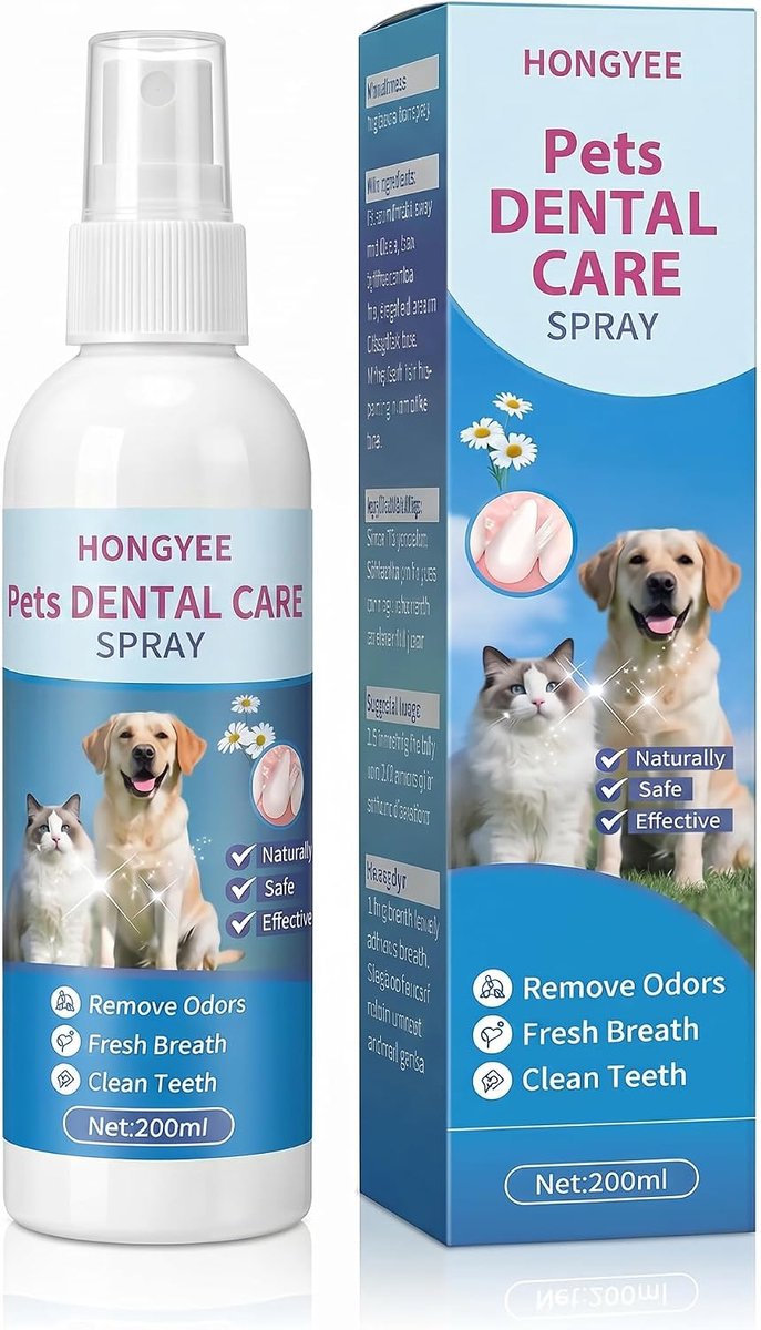 Tandspray voor huisdieren 200 ml - voor honden en katten - mondgeur en ademhaling - eenvoudige tandreiniging - ShopVlot