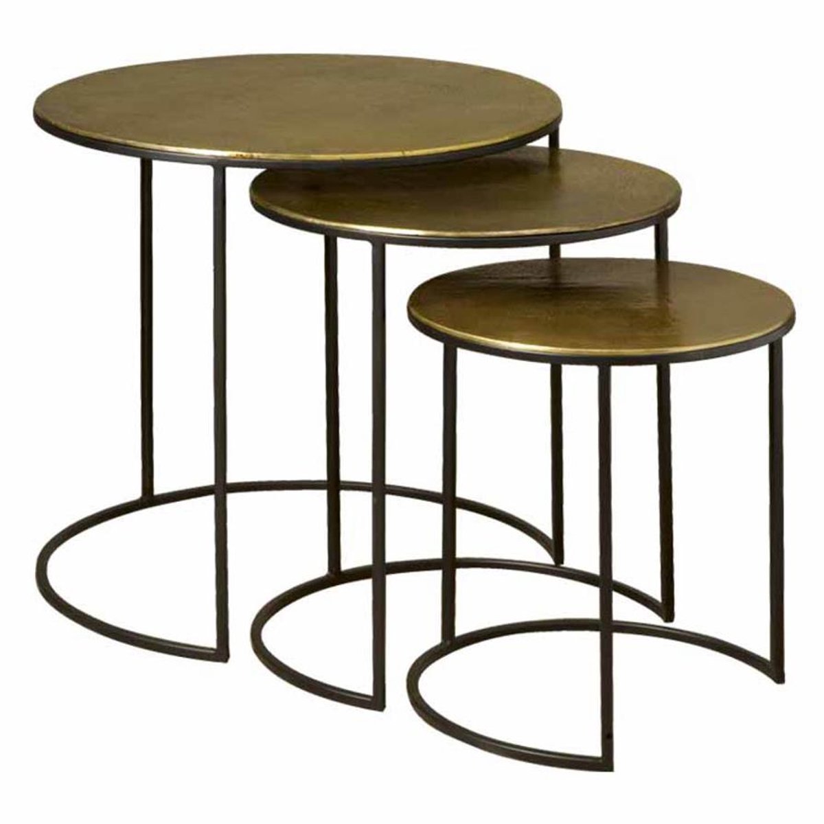 Tower Living Bijzettafel Renew Iron Set - Rond Brons Metaal - Ø64x63cm