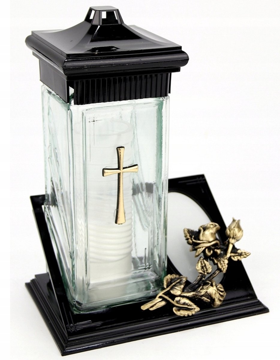Kaars met roos, goud, 24 cm, 2 stuks inclusief brandstof