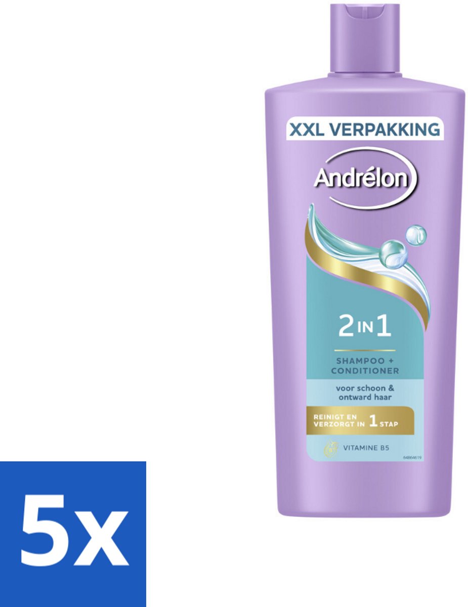 5 x Andrélon – Shampoo 2-in-1 – Iedere Dag – 685 ml - 2-in-1 Shampoo En Conditioner - Haarschoonheid - Haartype - Haartype Voor Alle Haartypes - Haartype Voor Gevoelige Hoofdhuid