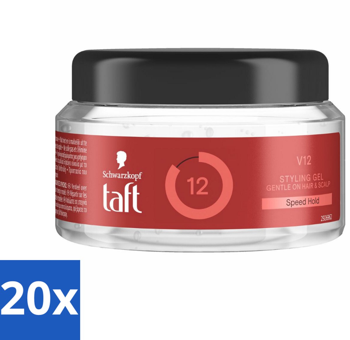 20 x Taft - V12 - Styling Gel - Supersnelle fixatie - 250 ml - Styling Gel - Snel Drogen - Haarkleur - Haartype - Fixatie