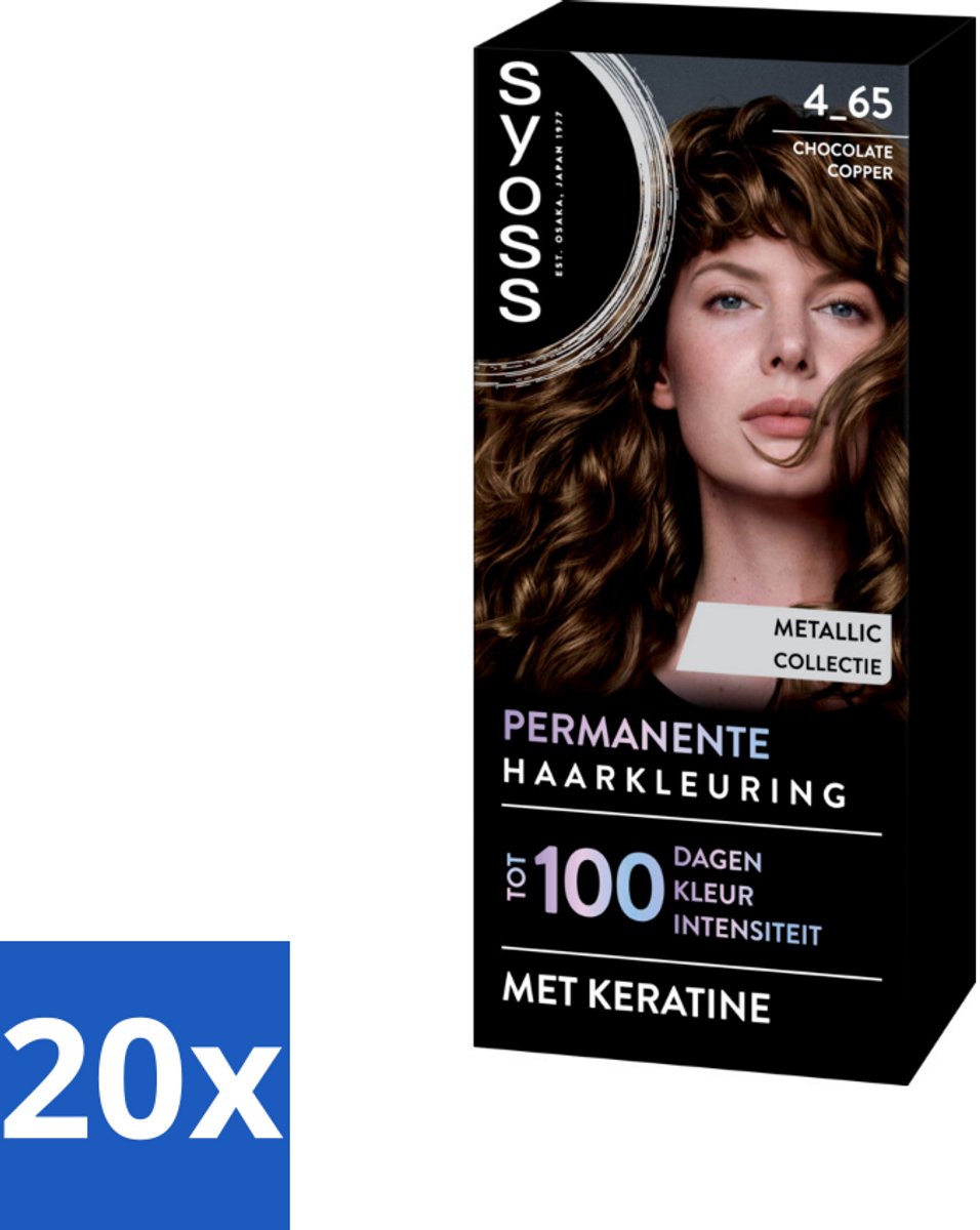 20 x SYOSS - Permanent Coloration 4-65 - Haarverf - Permanente Haarkleuring - Chocolate Copper - Grijsdekking - Haarverf - Permanent Haarkleuring - Chocolate Copper - Grijsdekking - Keratine