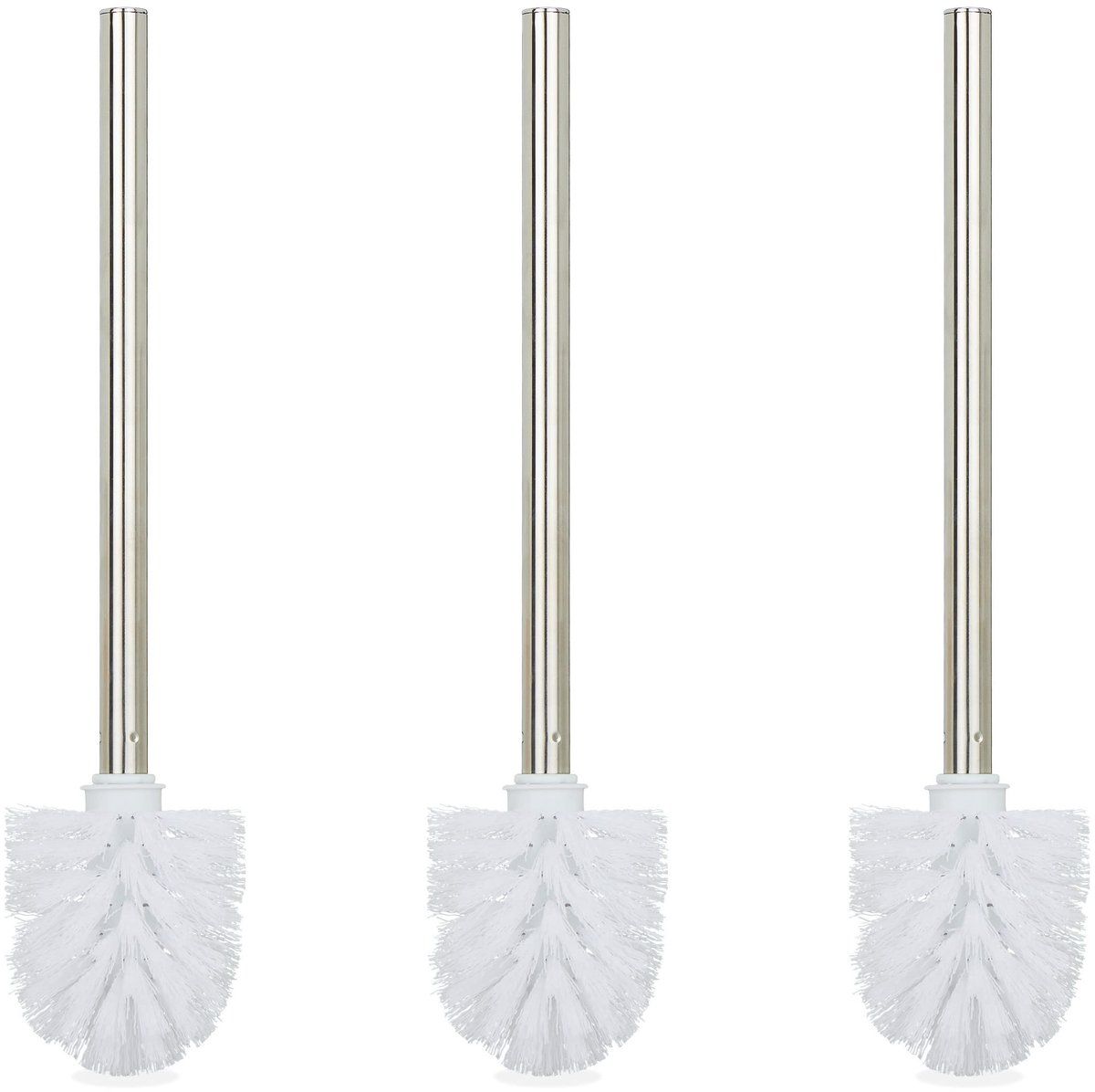 Famanu – Toiletborstel set van 3, afneembare borstelkop, wc-borstel met handgreep van roestvrij staal, HxØ: 35 x 8 cm, wit