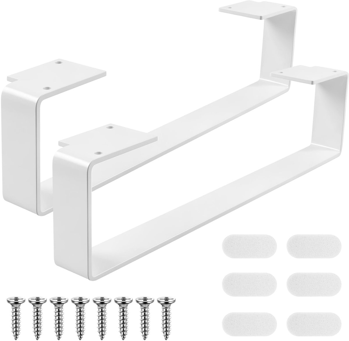 Famanu Set van 2 metalen tafelpoten, bureaupoten en eettafelpoten, meubelpoten voor werkblad, huis, kantoor en eetkamer, wit (40 x 5,3 x 9,5 cm