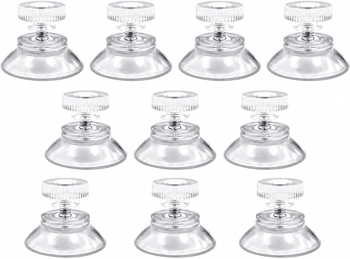 Zuignap met schroefdraad - Transparant - Ø 25 mm - PVC met metalen schroefdraad - Voor gladde oppervlakken en lichte ophanging