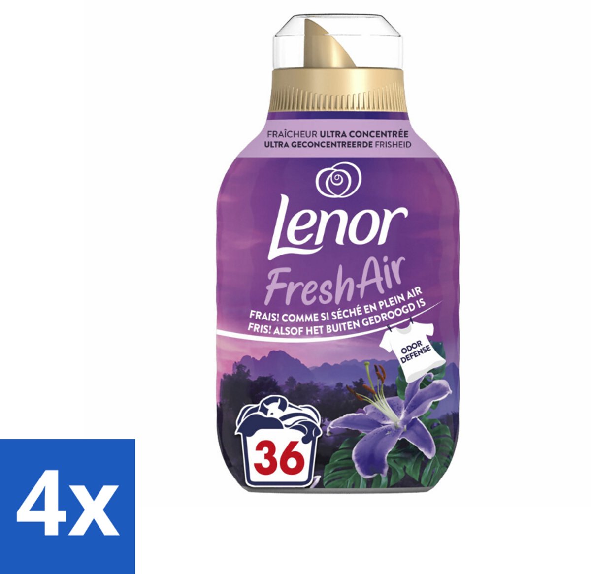 Lenor - Wasverzachter - Fresh Air Maneschijn - Ultra Geconcentreerd - 36 Wasbeurten - Voordeelverpakking - 4 stuks