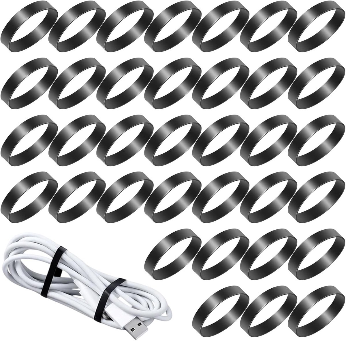 Siliconen Kabelbinders - Zwart - 25 mm - Herbruikbare Rubberbanden voor Kabelbeheer