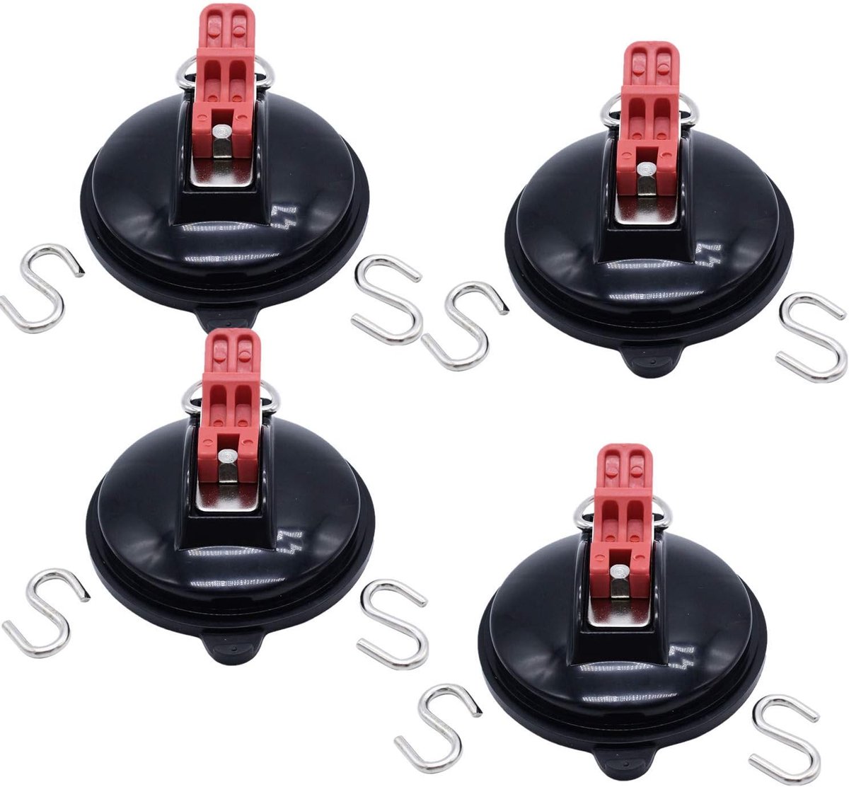 Suction cups set van 4 - Multifunctionele zuignap met haak - Eenvoudig te installeren - Ideaal voor gladde oppervlakken - ShopVlot