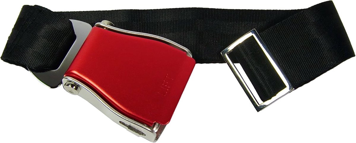 Vliegtuigriem - Rood/Zwart Airline Belt - Stevig - Ideaal voor reizen - ShopVlot