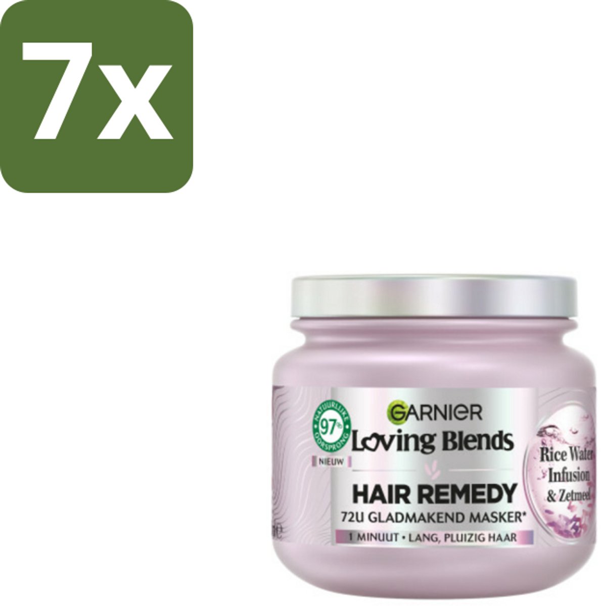 Garnier - Loving Blends - Haarmasker - Rice Water Infusion - Glans & Zachtheid - Lang Haar - 340 ml - Bulkverpakking - 7 stuks