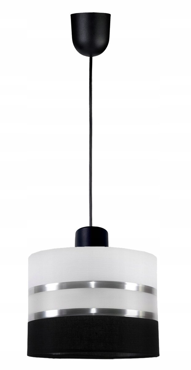 Hanglamp met Stoffen Kap, E27 Fitting, Zilveren Strepen