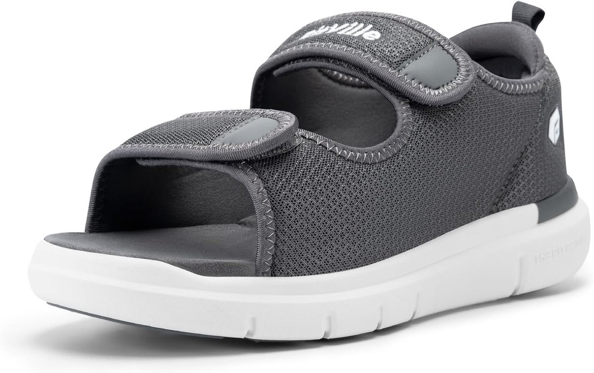 FitVille Wide Open Diabetic Sandals Men Orthopedic Shoes with Velcro Adjustable Bandage Shoes - ShopVlot