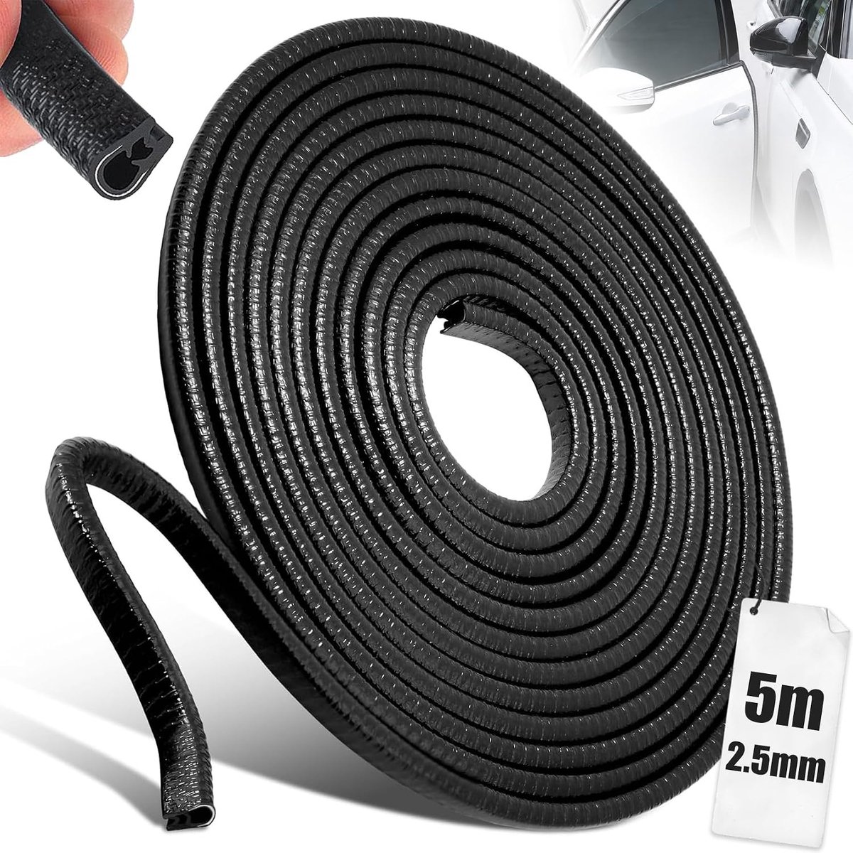 Randbescherming voor plaatstaal, 1-2 mm klembereik, U-vorm, randbescherming, rubber, 5 m rubberen profielen - ShopVlot