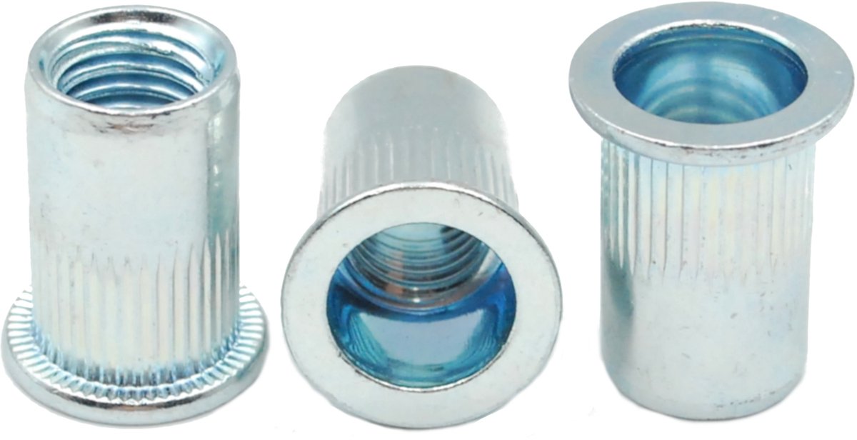 50x M3 Cilindrische Kartelmoeren Staal Verzinkt 0,5-1,5mm
