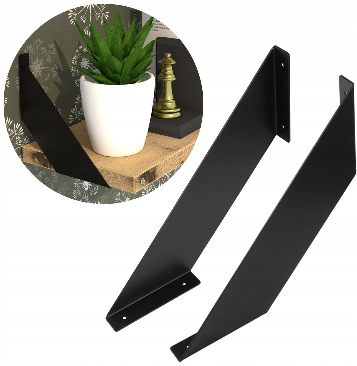 Zwarte Wandsteunen voor Planken 25x25 cm - Set van 2