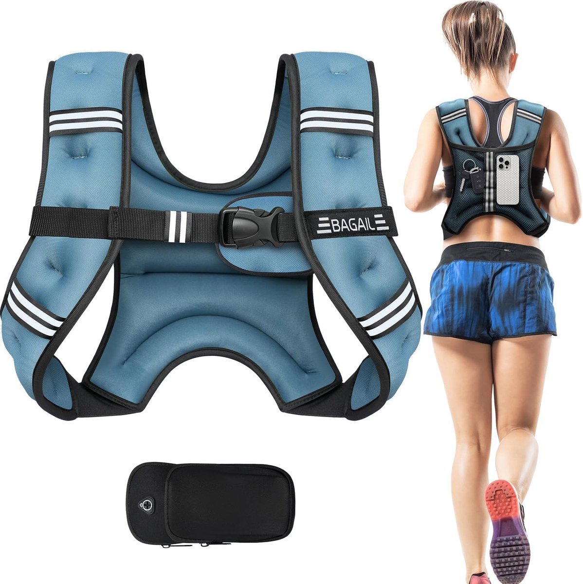 Gewichtsvest voor Krachttraining - Zwart - 3 kg - Neopreen met Verstelbare Borstomvang - Voor Training en Yoga