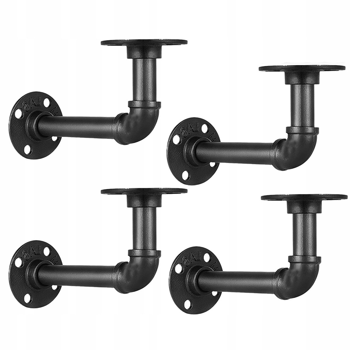 Industriële Wandplankdragers, 140x96mm, Zwart Metaal, Set van 4