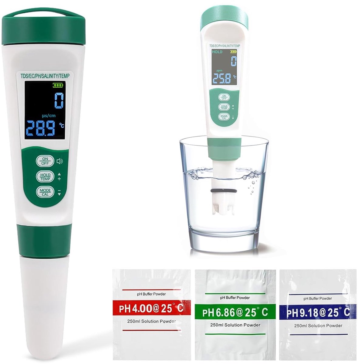 PH value measuring instrument swimming pool 5-in-1, PH EC TDS, salinity, temperature meter, pH meter swimming pool - ShopVlot
