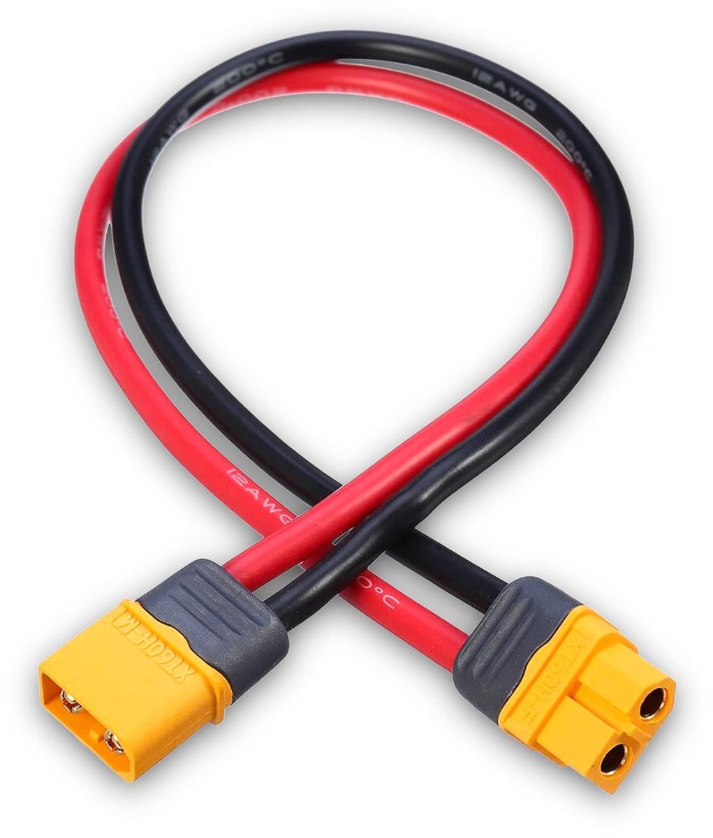 XT60H Extension Cable, 12AWG Silicone Cable, 2 Pin Socket to Plug, Compatible with XT60, 2-300 cm, High Current - ShopVlot