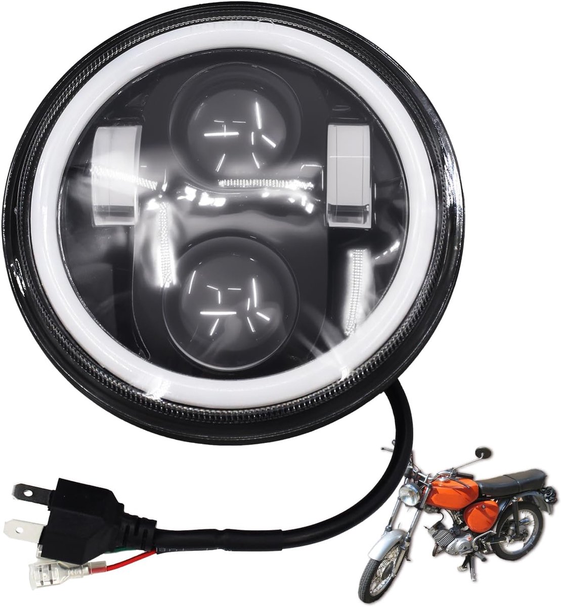 5.75" Headlight with DRL High/Low Low Beam Fits Simson S51/S50 - Fits Schwalbe STAR KR51/2 - ShopVlot
