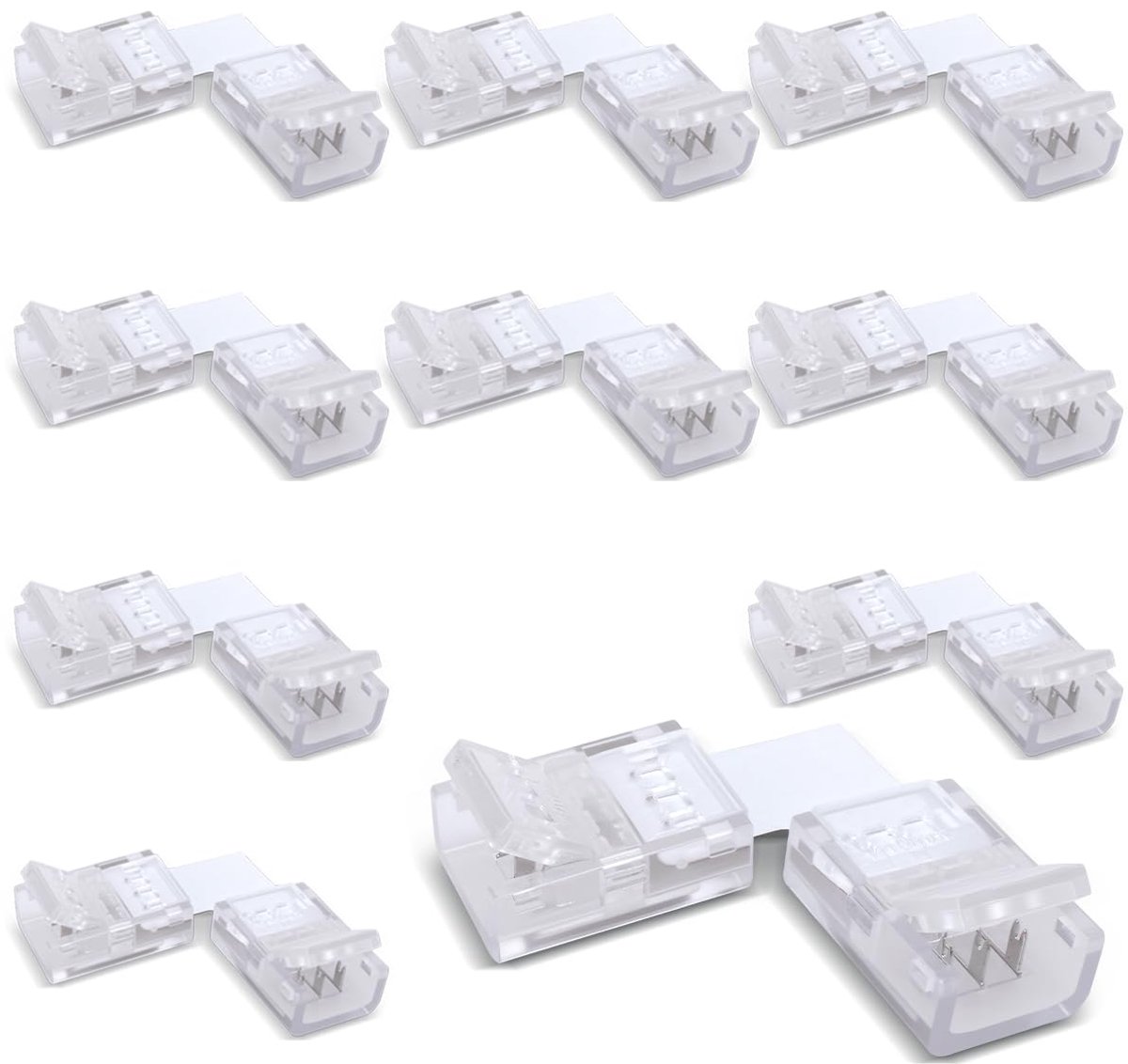 10 Pcs Strip Connector Wire Fast Connector for 10MM 3 Pin LED Light, Double Side Strip, L Type - ShopVlot