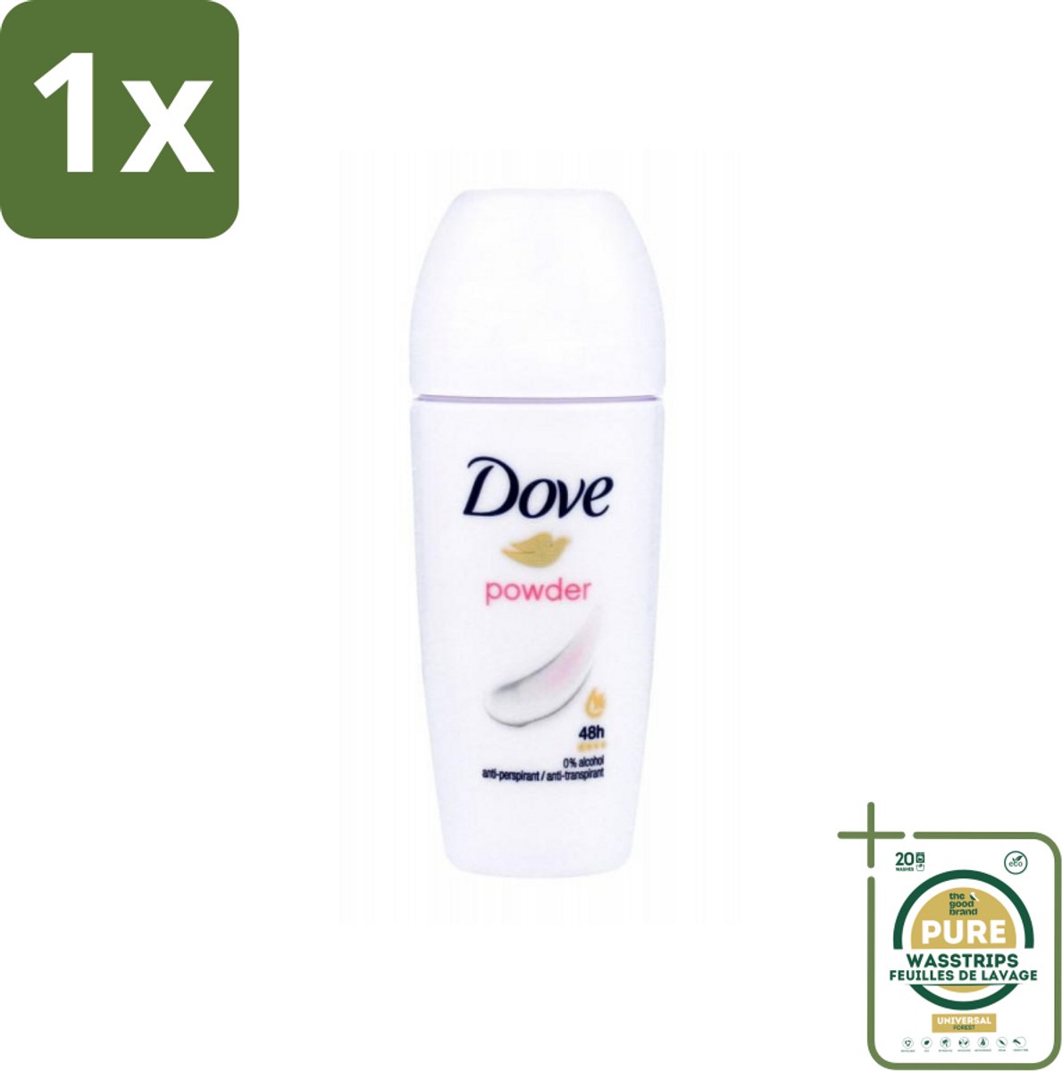 1 x Dove Deodorant Roller - Powder - 50 ml- Dove Deodorant Roller - Anti-Transpirant - Poeder - Geur - Huidverzorging
