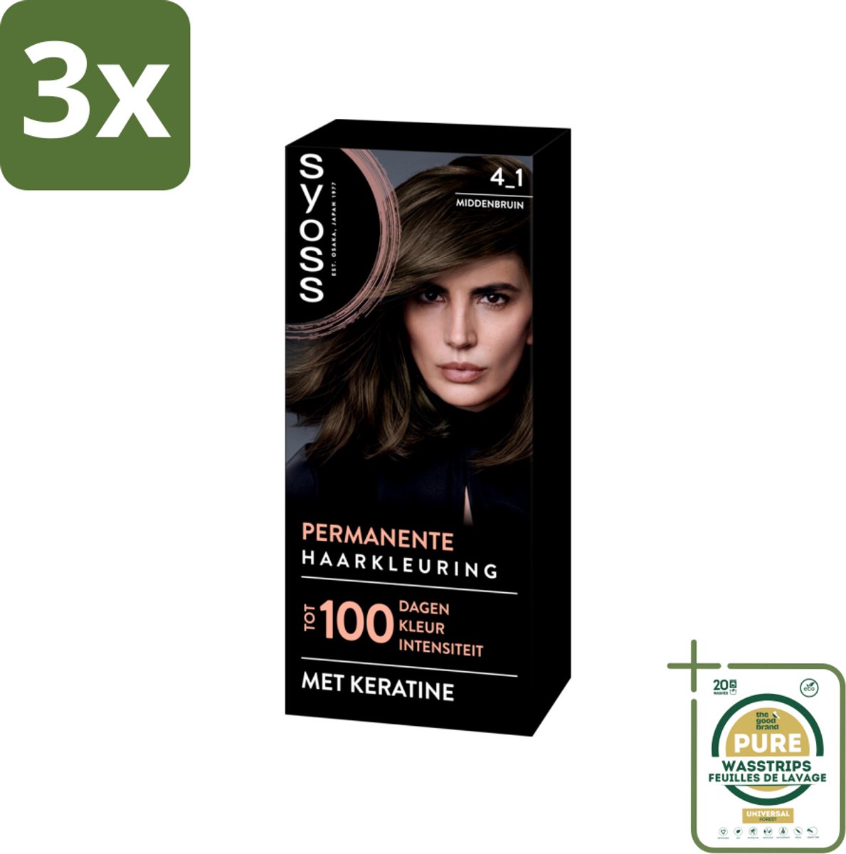 3 x SYOSS - Coloration 4-1 Middenbruin - Haarverf - Grijsdekking - Vermindert Haarbreuk - Grootverpakking - Haarverf - Permanent Haarkleuren - Grijsdekking - Haarverf 4-1 - Haarverf Middenbruin