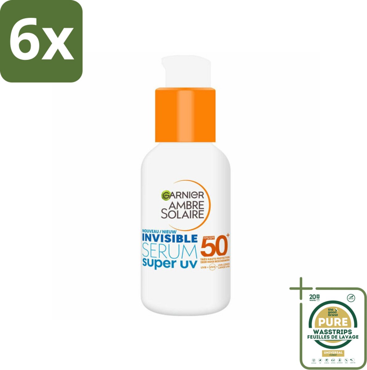 Garnier - Ambre Solaire - Zonnebrandserum - Super UV - Invisible - SPF 50+ - 30 ml - Voordeelverpakking - 6 stuks - SPF 50+ - Garnier Ambre Solaire