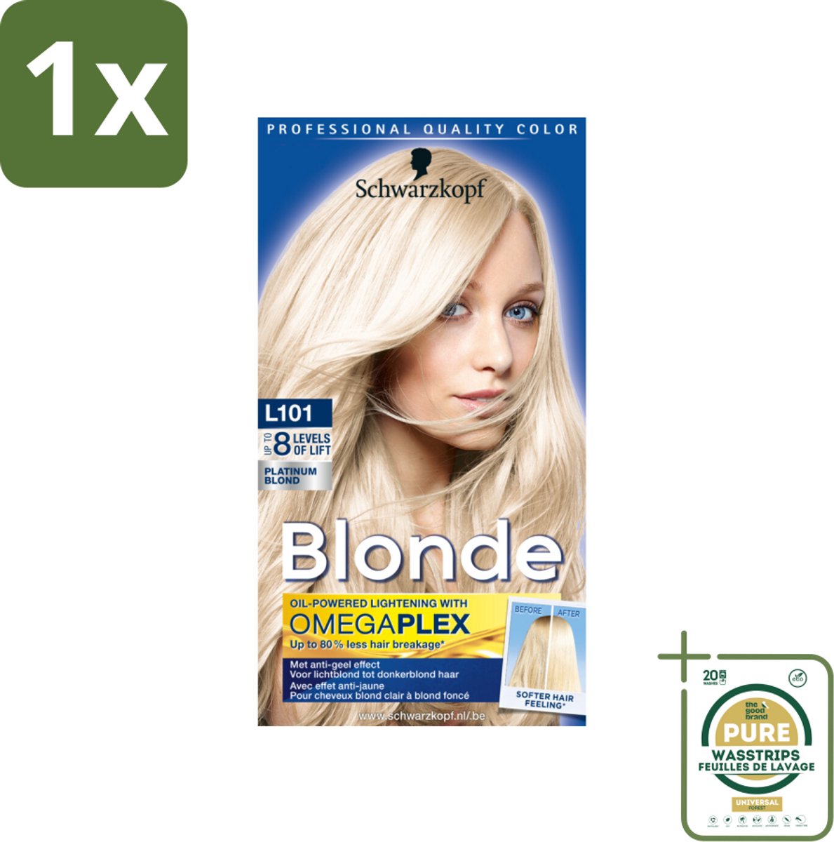 1 x Schwarzkopf - Haarverf - Blonde Platinum Blond L101- Platinum Blond - Haarverf - Blondering - Haarverf L101 - Oliebooster