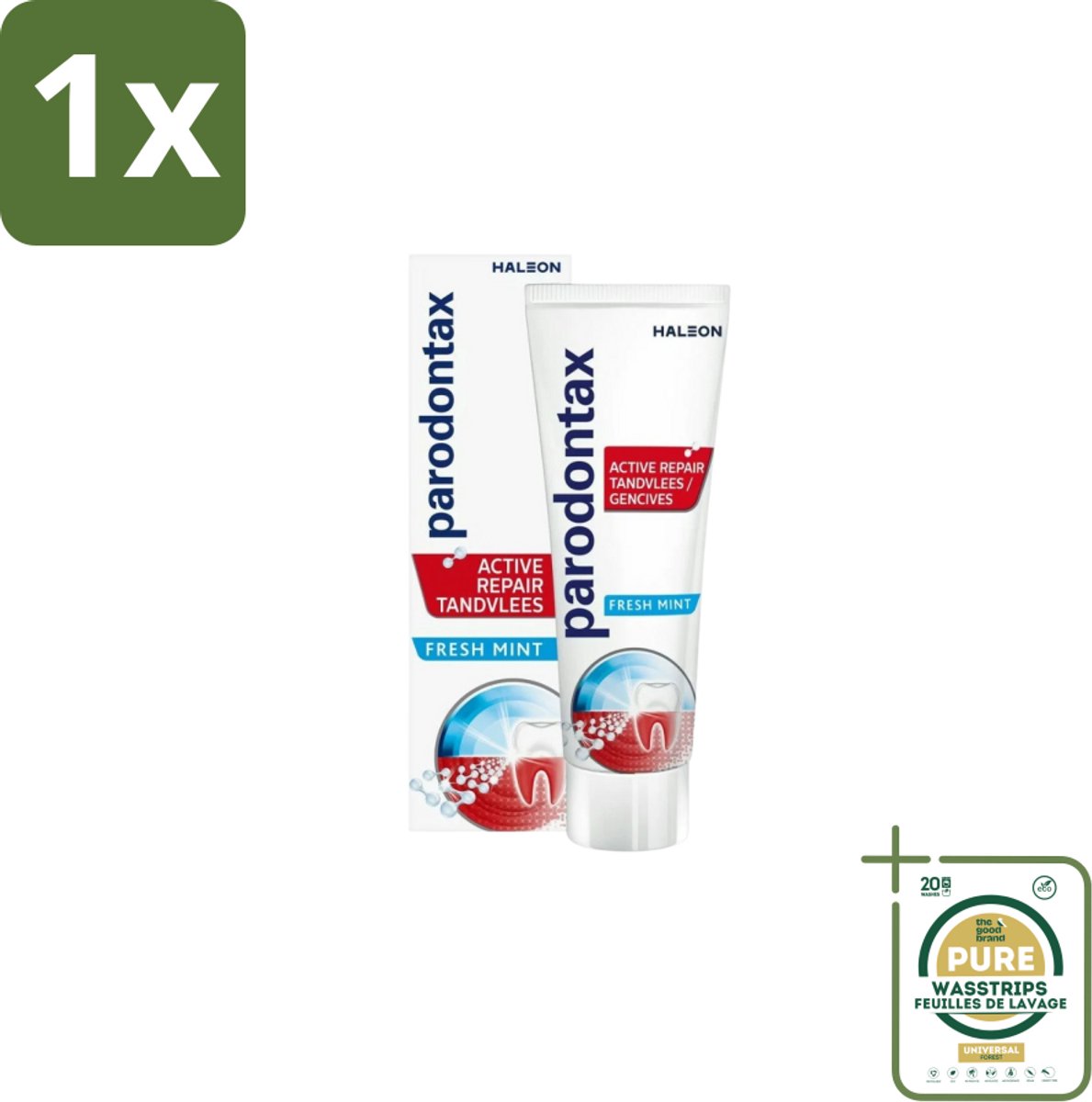 1 x Parodontax - Tandpasta - Active Repair Tandvlees - Fresh Mint - 75 ml- Tandvlees Herstel - Bloedend Tandvlees - Gezwollen Tandvlees - Tandplak Verwijderen - Fluoride Tandpasta