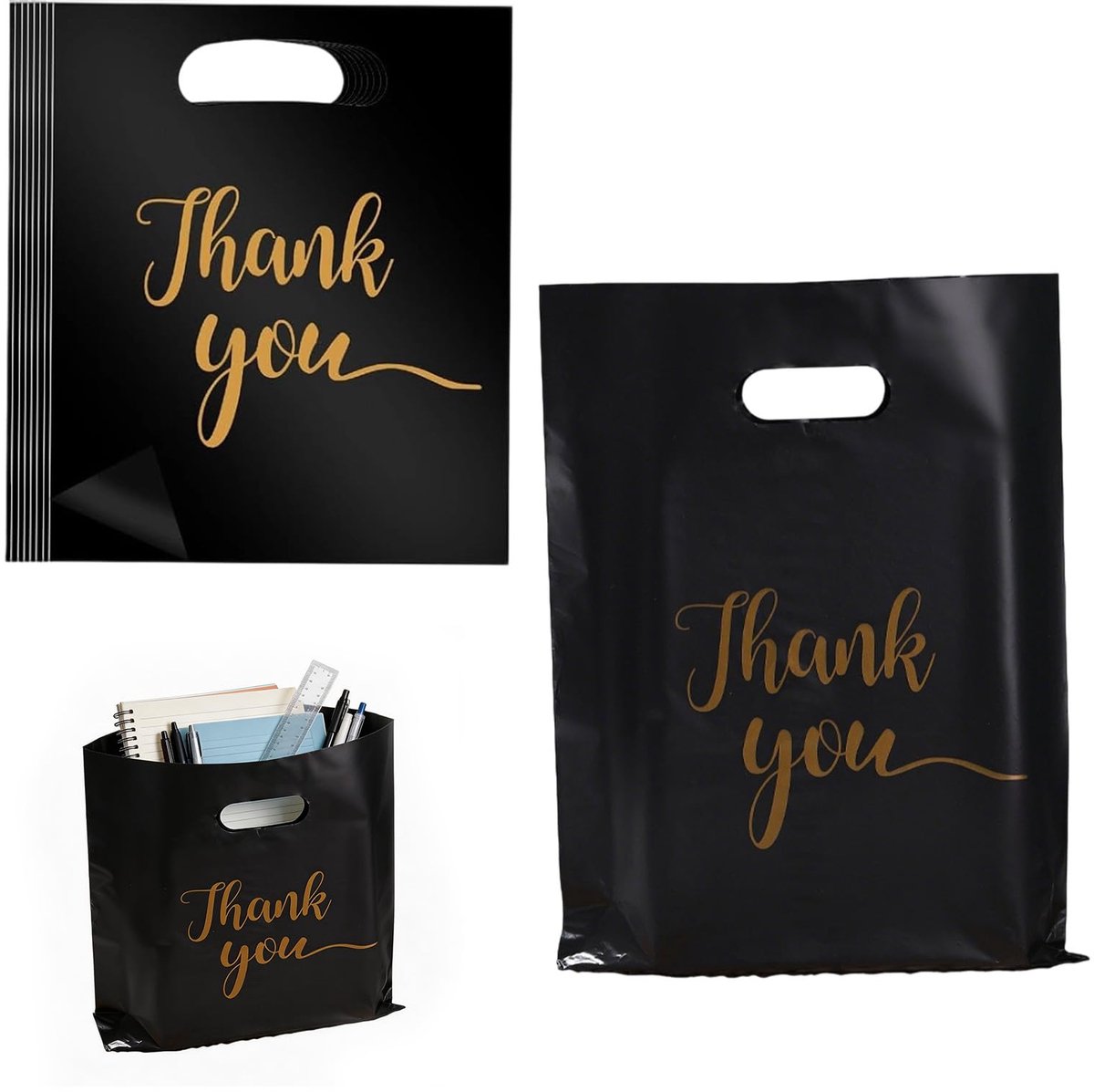 Plastic zakjes 30 x 40 cm - met handvat - waterdicht en duurzaam - multifunctioneel voor geschenken - ShopVlot
