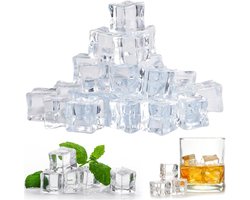 LANSKYLAN Pack of 25 Artificial Acrylic Ice Cubes, Reusable, Permanent Ice Cubes Clear, 30mm, Plastic Plastic Ice - ShopVlot