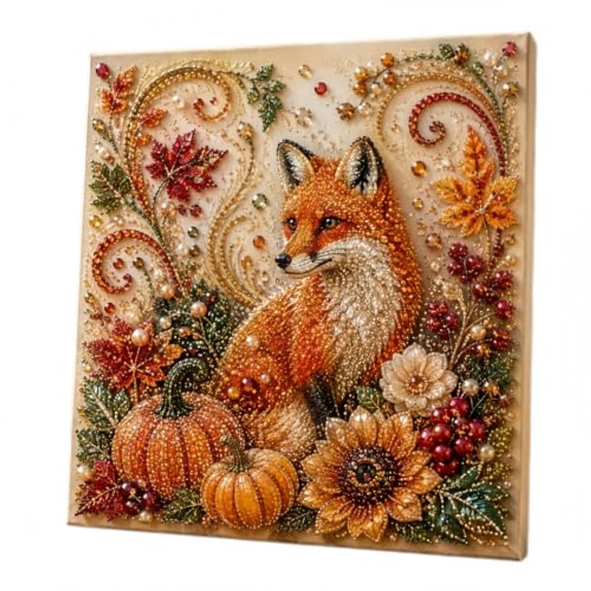 Herfstserie Diamantschilderijset - Vos 3D-diamantschilderij - Thanksgiving-Oogstthema - herfstdecoratie voor aan de muur, knutselpakket voor volwassenen en beginners - 20x20cm