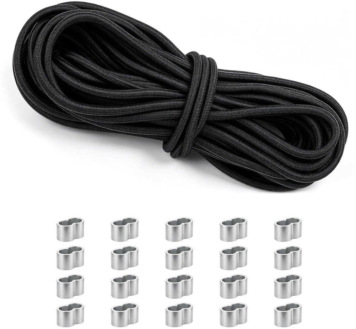 8mm Elastic Cord, 10m Elastic Rope for Trailer Tarpaulin, Black - ShopVlot