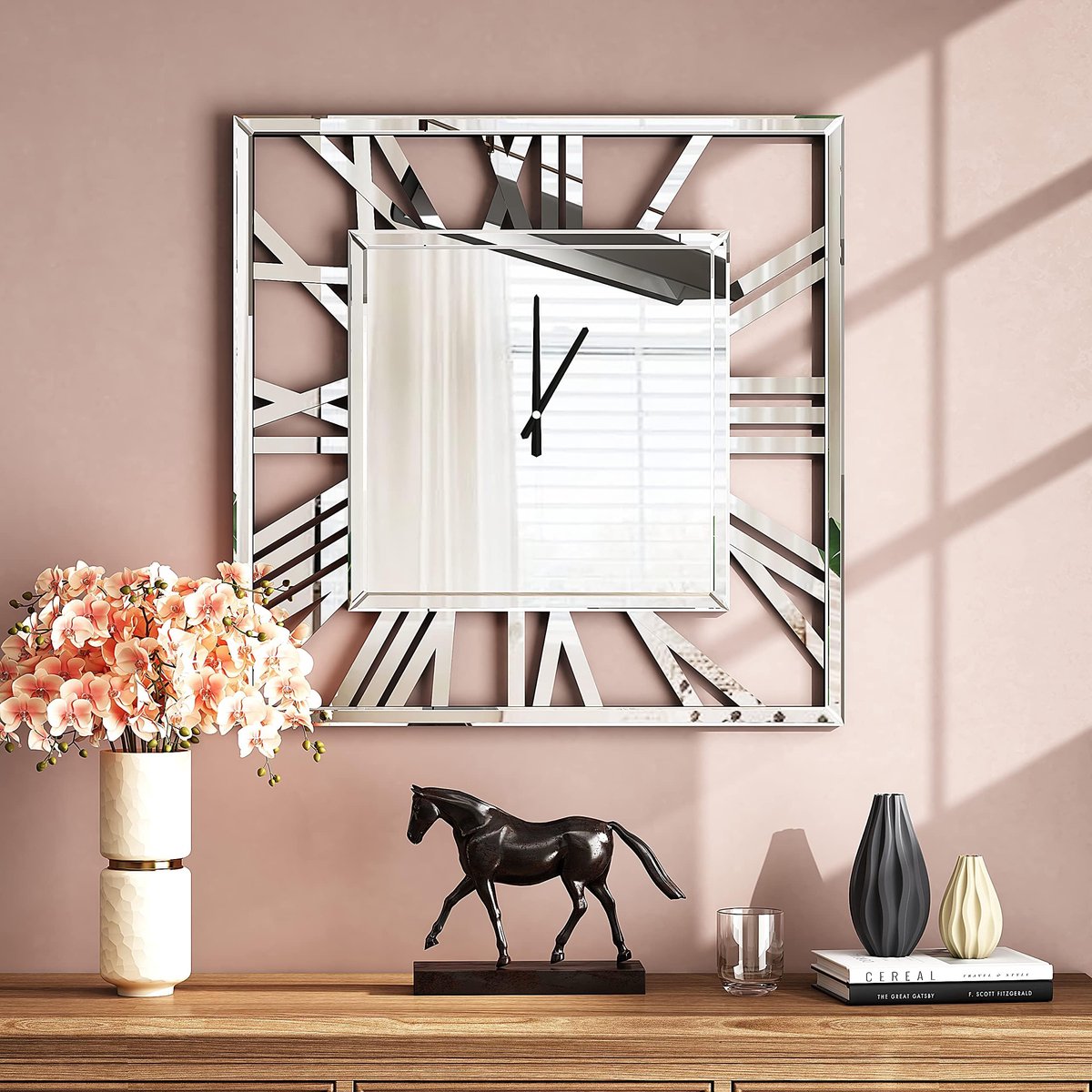 Wandklok 60 cm - Spiegelglas - Romeinse cijfers - Perfecte sfeerbepaler - ShopVlot