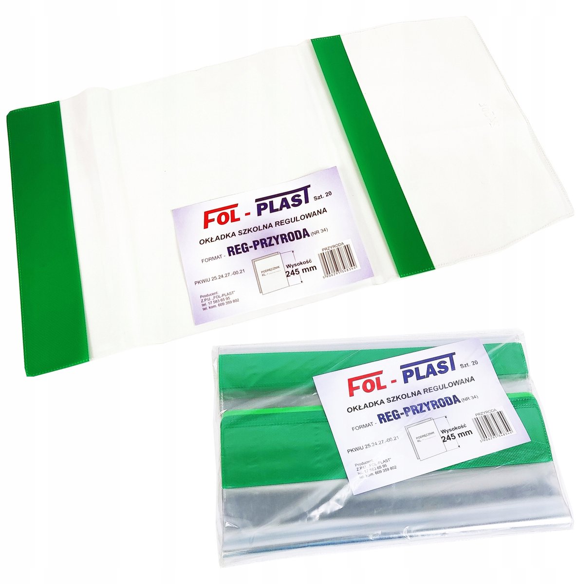 Verstelbare Schoolboekhoezen PVC 245mm - 20 Stuks
