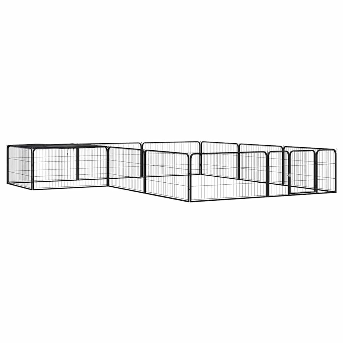 Bol.com vidaXL - Hondenkennel - 12 - panelen - 100x50 - cm - gepoedercoat - staal - zwart aanbieding
