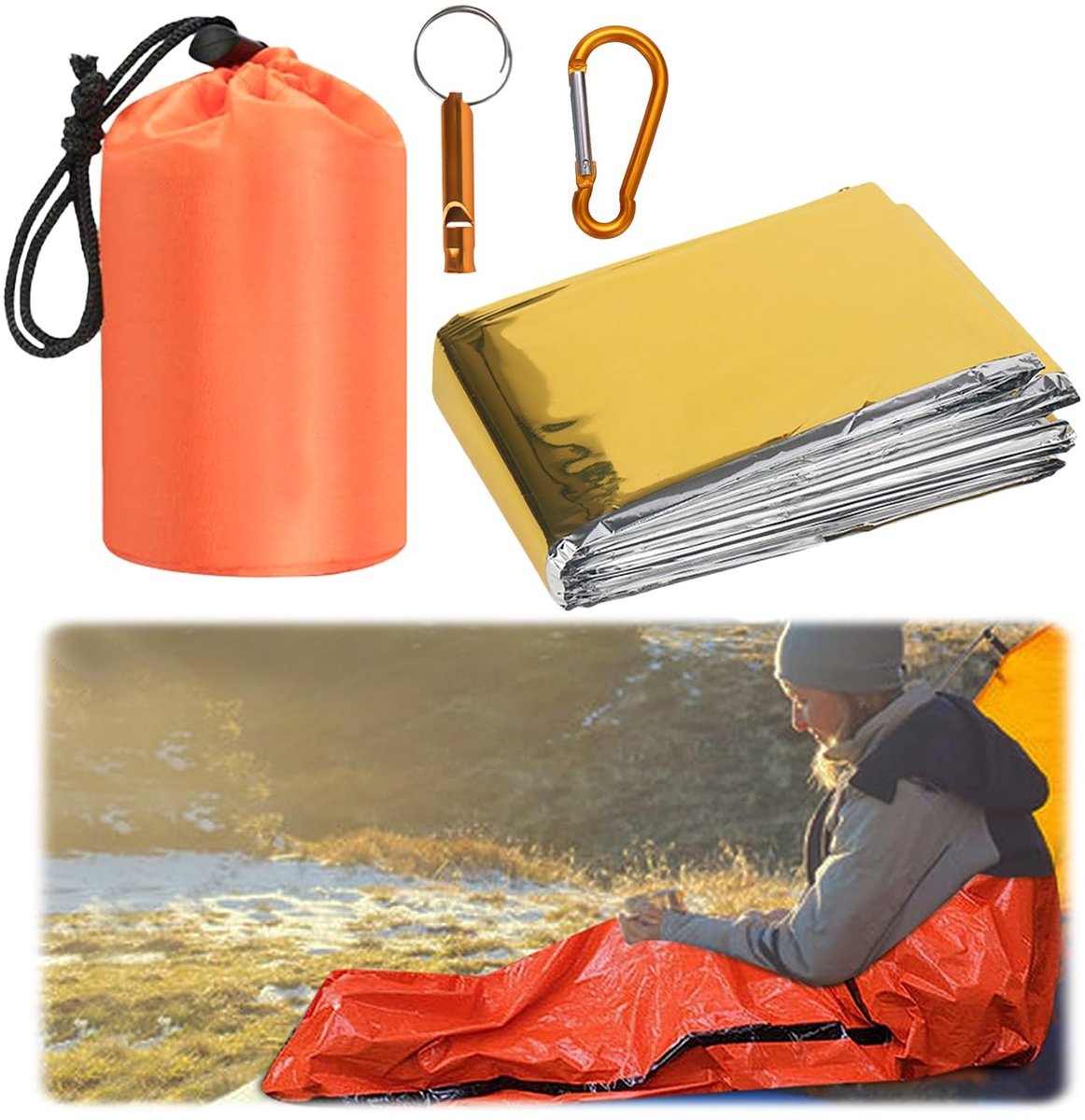 Solidchoice - Ultralichte Overlevingsslaapzak met Rescue Dekentje