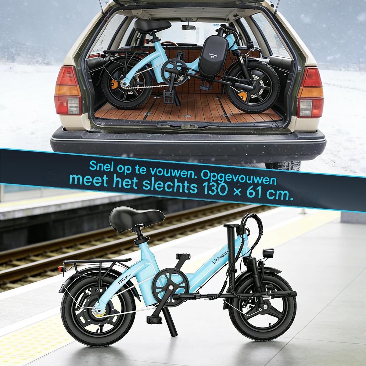 14 Inch Elektrische Vouwfiets- 2.5" Brede Banden -250W Motor -36V 10Ah- Slechts 21 kg- Slim LCD display-Drie snelheidsinstellingen-13/18/25 km/u- 45 km Actieradius-Elektrische fiets - Elektrische stadsfietsen - Opvouwbaar E-Bike voor Woon-Wit thumbnail 5