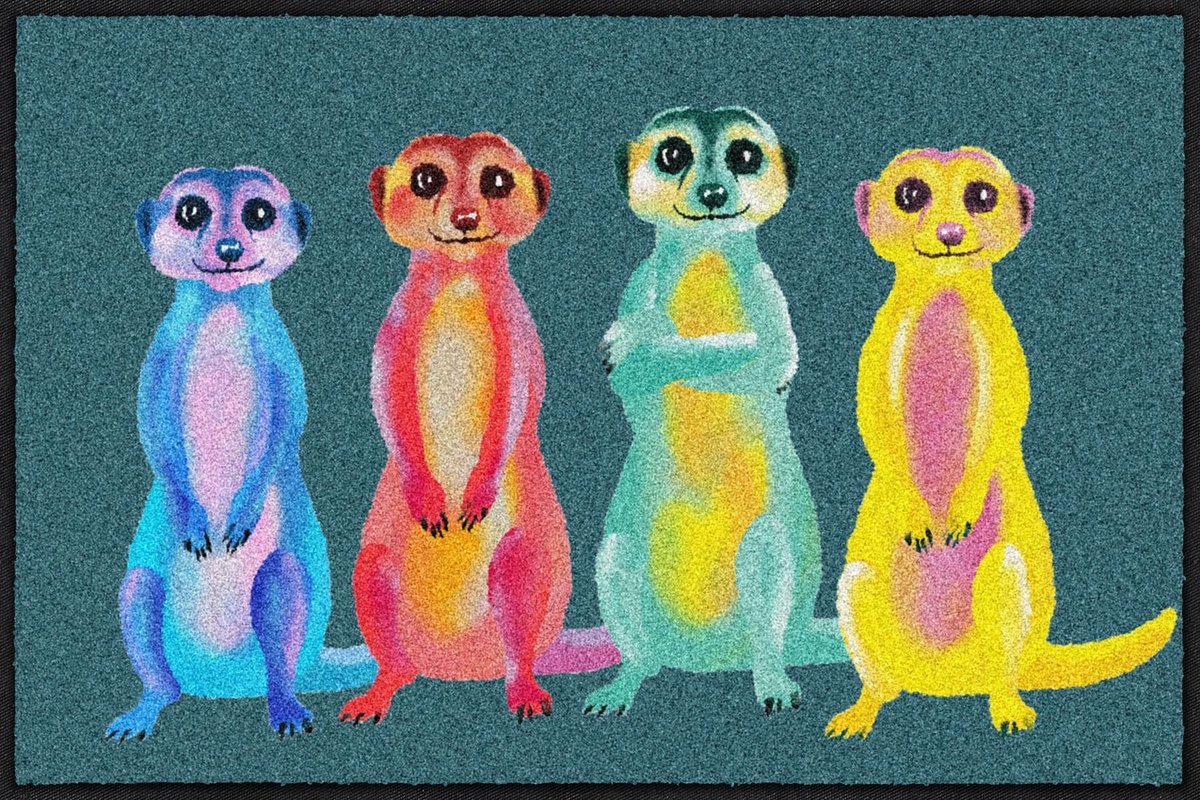 Solidchoice - Vuilvangmat 050x075 cm Rainbow Meerkats voor Binnen en Buiten