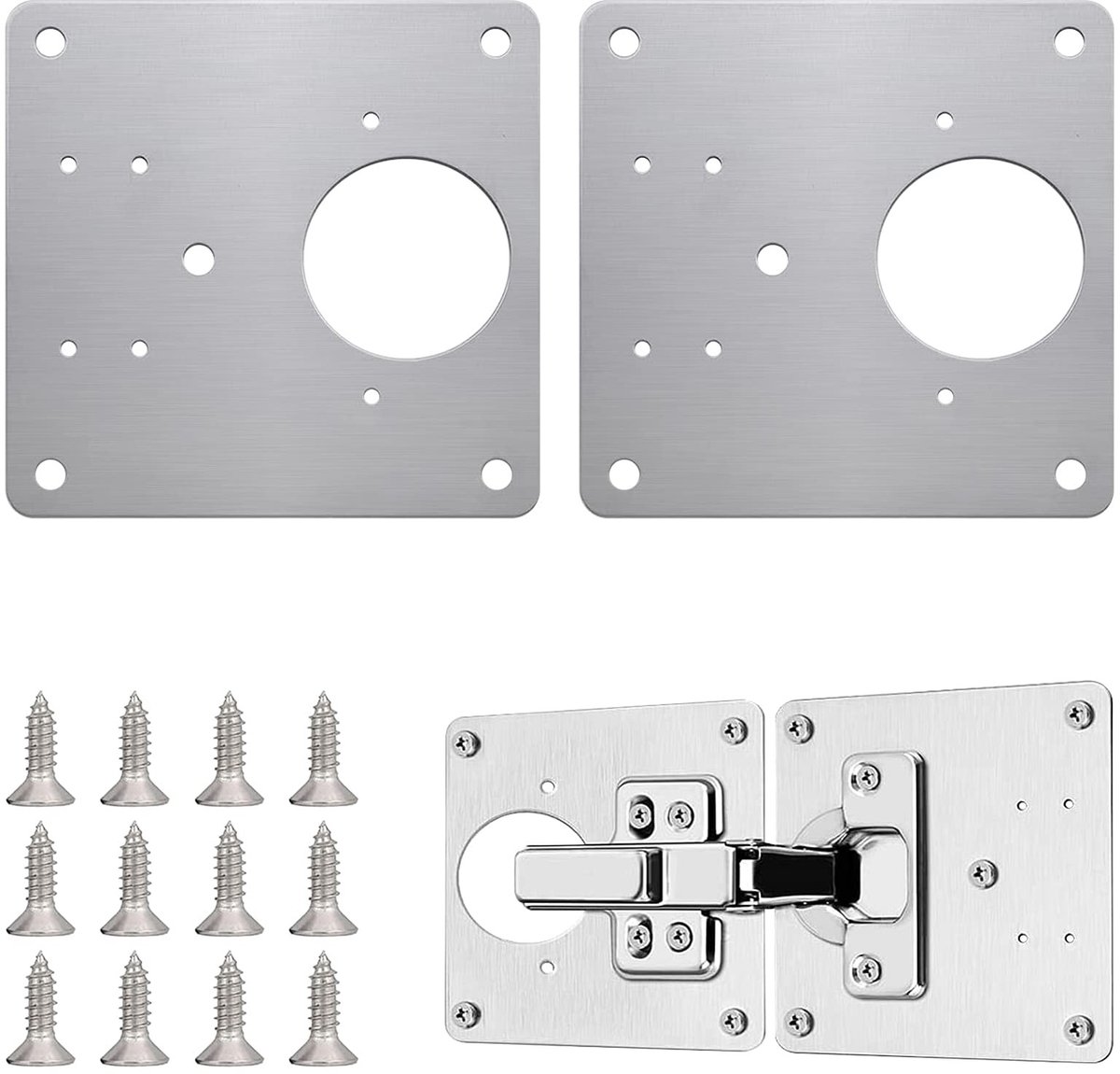 Solidchoice - Set van 2 RVS Hinge Reparatieplaten voor Kastdeuren