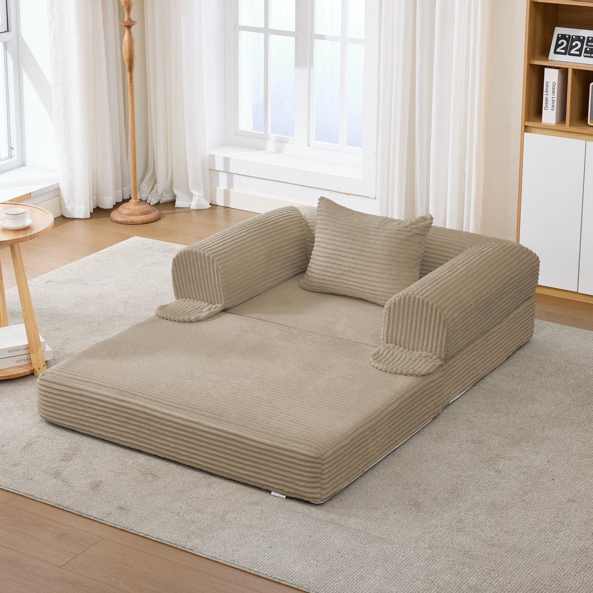 Modulaire Hoekbank - 3 Zits Bank Met Ribstof Bekleding - Frameloze Lounge Bank Met 1 Persoons En 2 Persoons Module - Zachte Memory Foam Zitbank Voor Woonkamer Slaapkamer Appartement - Bruin