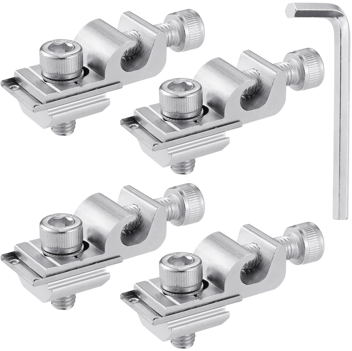 Solidchoice - Aardingsclips zonnepaneel - Bevestigingsklemmen - Zilver - Fotovoltaïsche module accessoires - 4 stuks - Geschikt voor zonnepanelen