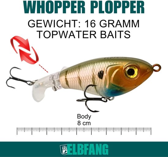 8 cm - 16 g Topwater Fishing Bait - 5 Pieces Lure Box Set - Surface Bait Lures for Pike and Catfish Fishing van Merkloos — afbeelding 4