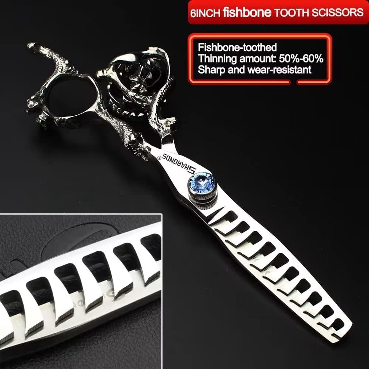 Barber Professional Scissors 6/7/7.5/8/9 inch 440c Barber Scissors Set (6-inch-3pc-B) - ShopVlot